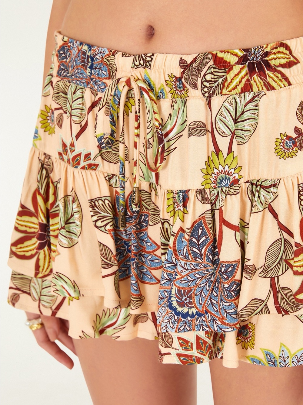 Floral Tiered Mini Skirt - Peach Multi